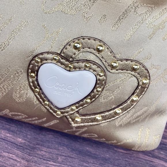 Coach Gold Poppy Script Shoulder Bag Hobo F17472 - Picture 3 of 7